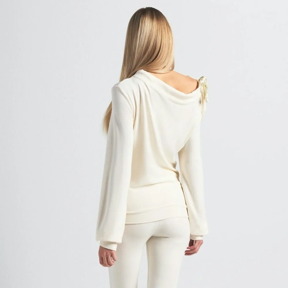 SKIMS CLOUD OFF THE SHOULDER TOP ECRU XS - Picture 5 of 6